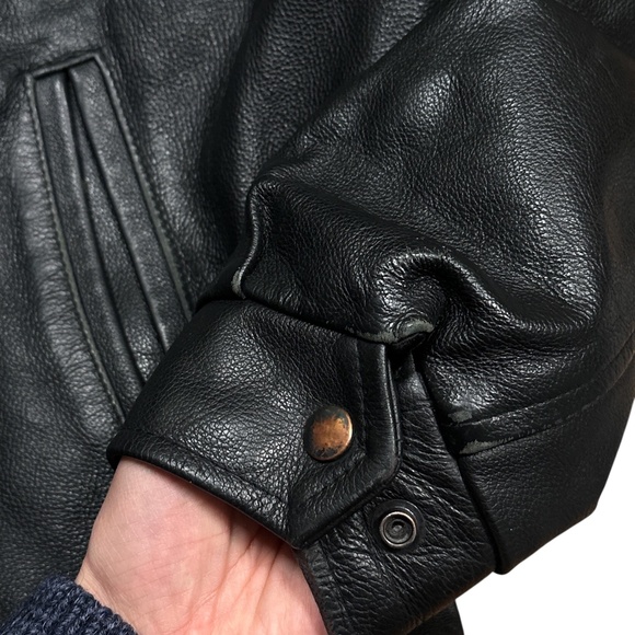 Vintage Diamond Aircraft Logo Aviator Bomber Leather Jacket Mens Large - Picture 7 of 15